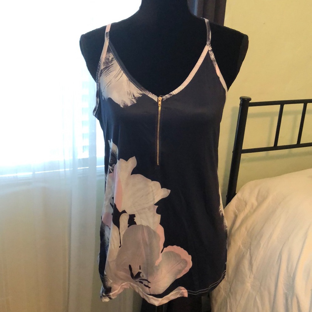 Long Camisole/tank top, navy, pink & white, M